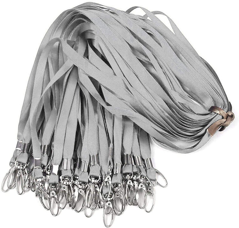 Bird Fiy Gray Lanyards 100Pcs Nylon Bulk Lanyard for Id Badges, Badge Lanyards Swivel Hooks Clips Great for Name Tags (100PCS, Gray) - Image 1